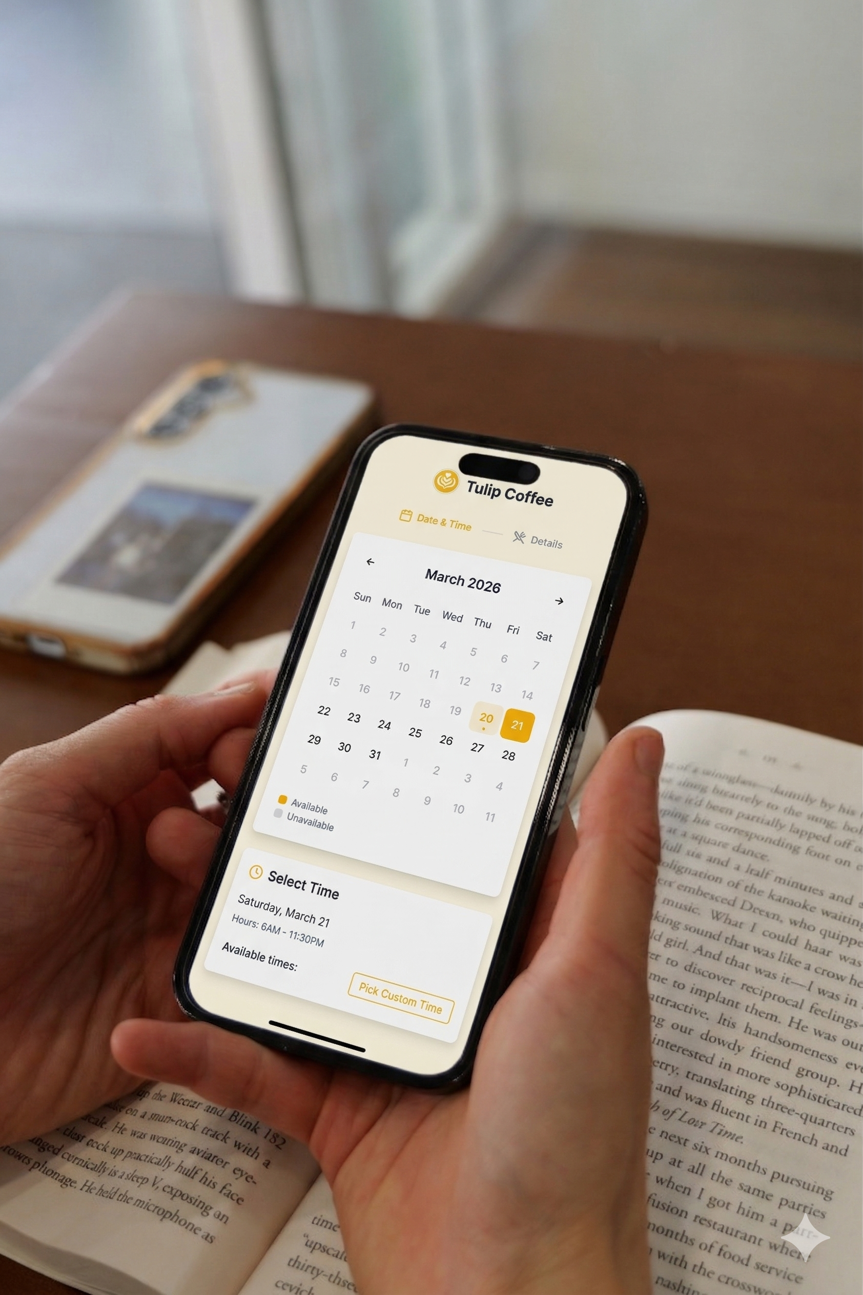 Calendar and bookings view